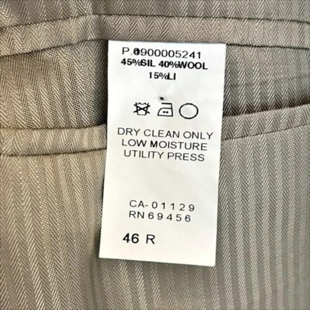 Calvin Klein Houndstooth Sport Coat 46R Brown‎ Tan Silk Wool Linen Blazer Jacket